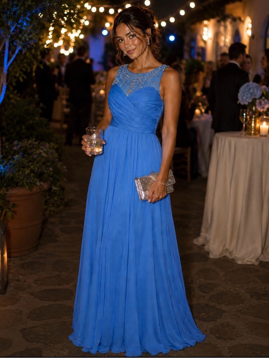 La Femme Dresses & Skirts - Elegant Blue Evening Gown